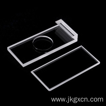 Frit-fusd quartz cuvette with groove and lid